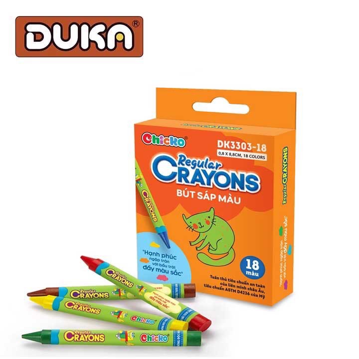 Văn Phòng Phẩm DUKA: Bút Sáp Màu Regular Crayons (18 Màu) DK 3303-18