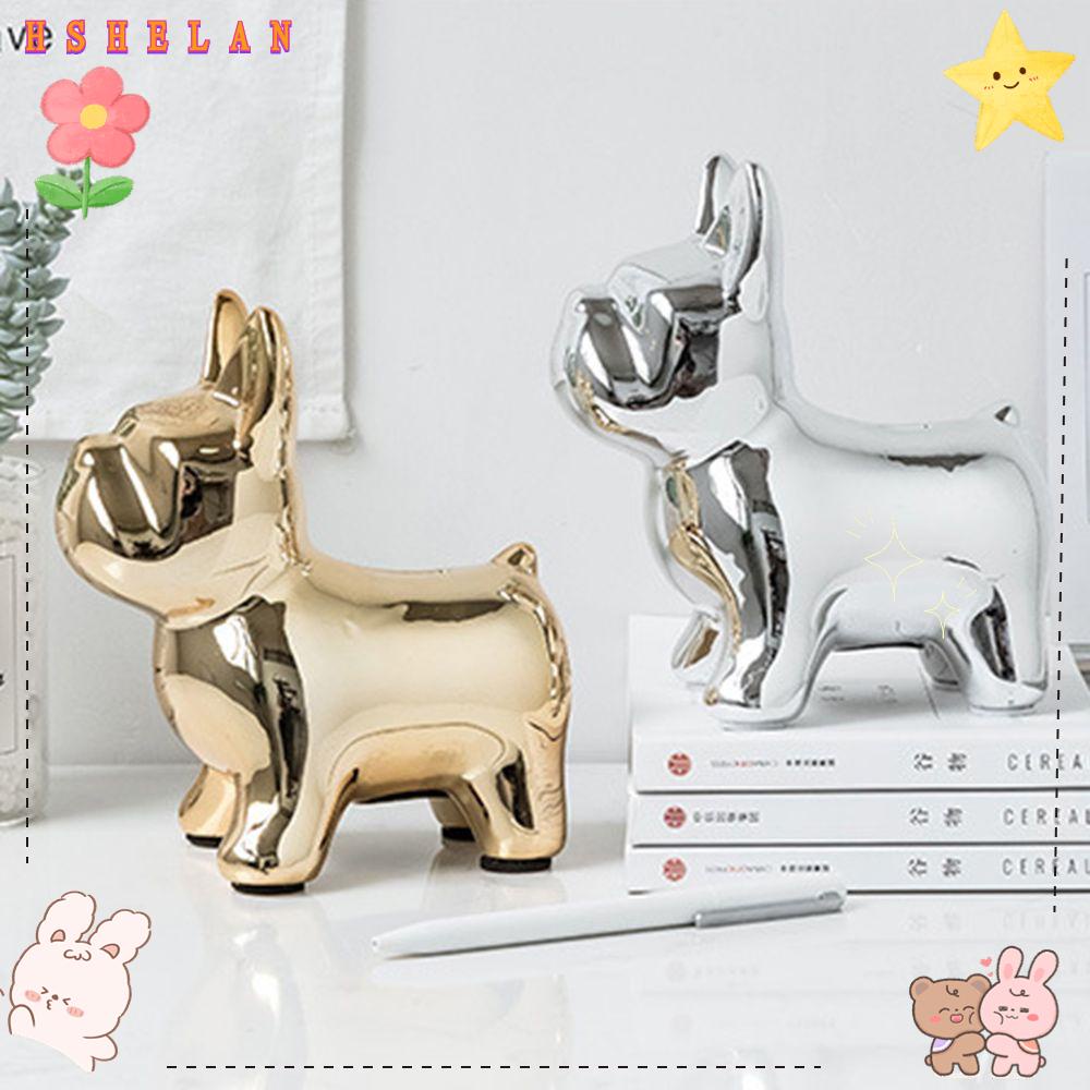 Dễ thương Ống Heo Tiết Kiệm Hình Chó Bull Trang Trí Phòng Khách