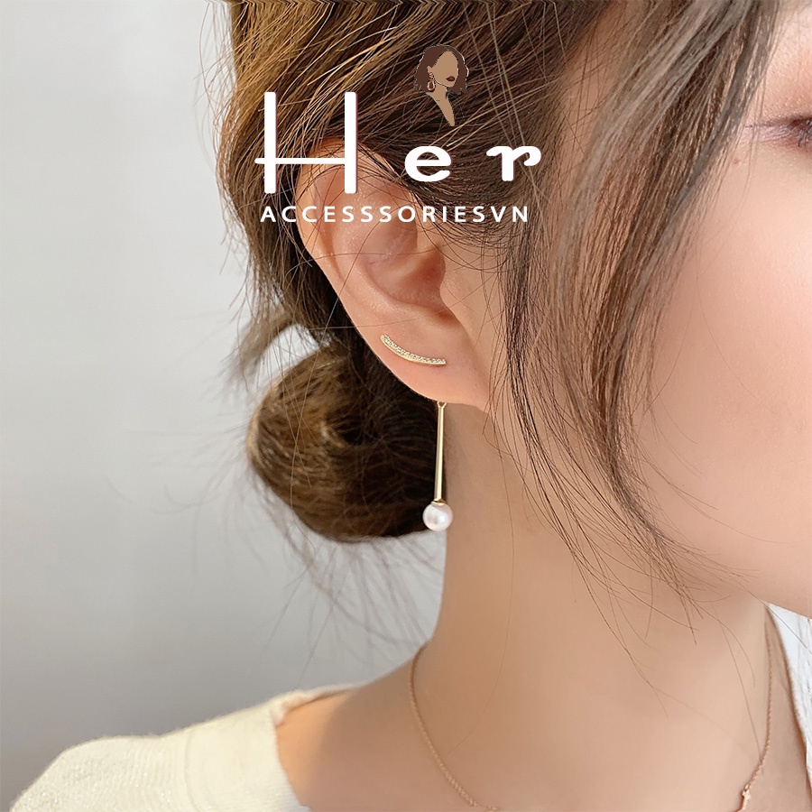 Bông Tai Nữ Treo Mặt Đá nhân tạo Tròn Phong Cách Vintage độc đáo cá tính HER.ACC H27