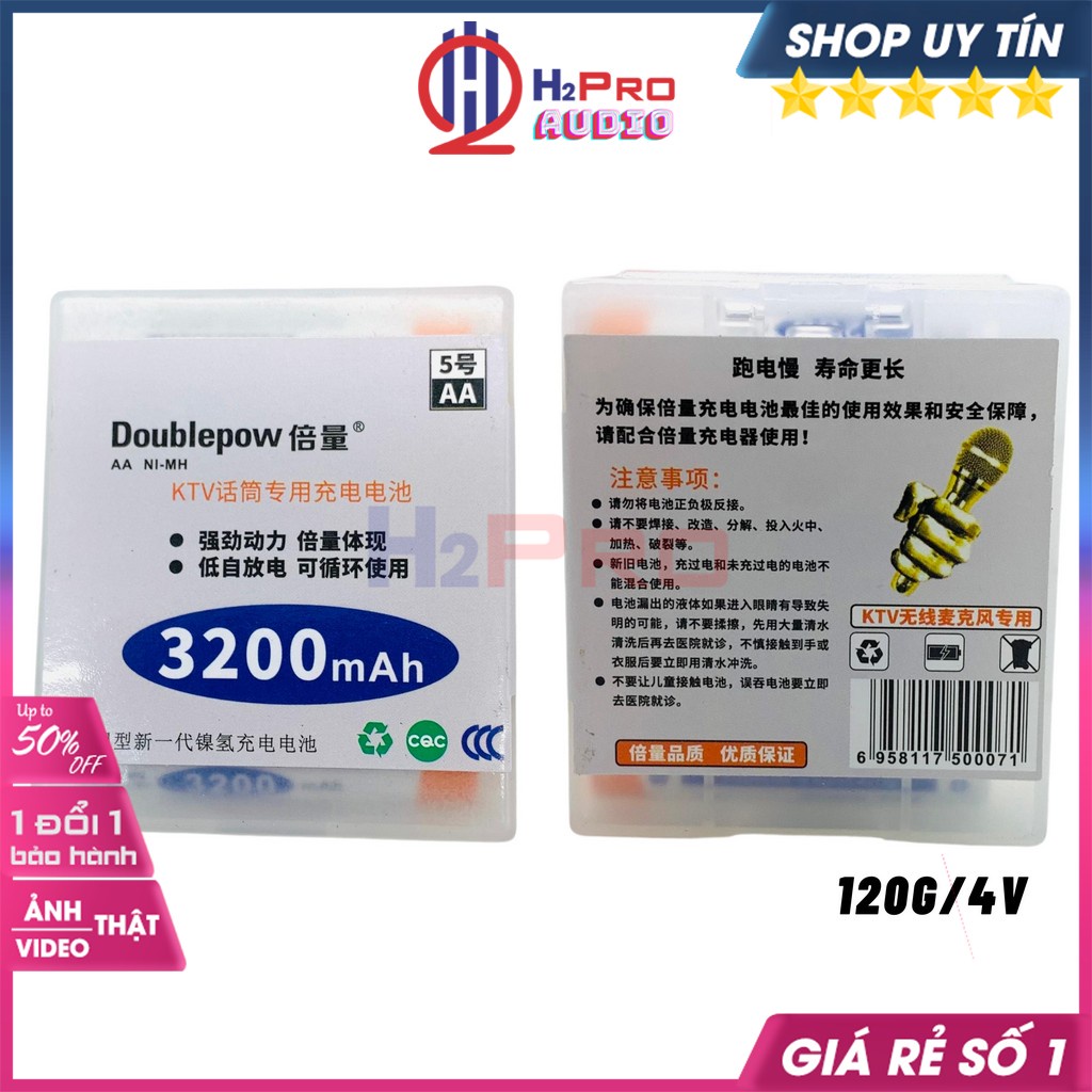 Pin Sạc Doublepow Aa 3200Mah 1.2V, Sạc Pin Chính Hãng Doublepow Cho Mic Không Dây, Máy Ảnh, Điều Khiển-H2Pro Audio