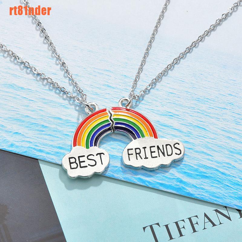 Cặp vòng cổ mặt dây hình đám mây cầu vồng chữ Best Friends thời trang cho nữ