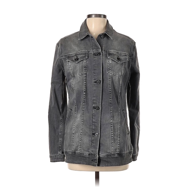 Áo Khoác Jeans Bò Unisex Dáng Dài Phối Túi Ngực Wash Bạc LULAROE Hàng Xuất Xịn Cao Cấp Chất Siêu Đẹp Nặng Tay Xám Đậm