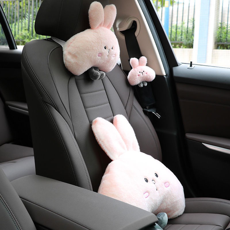 Gối tựa đầu / gối tựa lưng / đồ bọc dây an toàn hình chú thỏ đáng yêu dành cho xe hơi