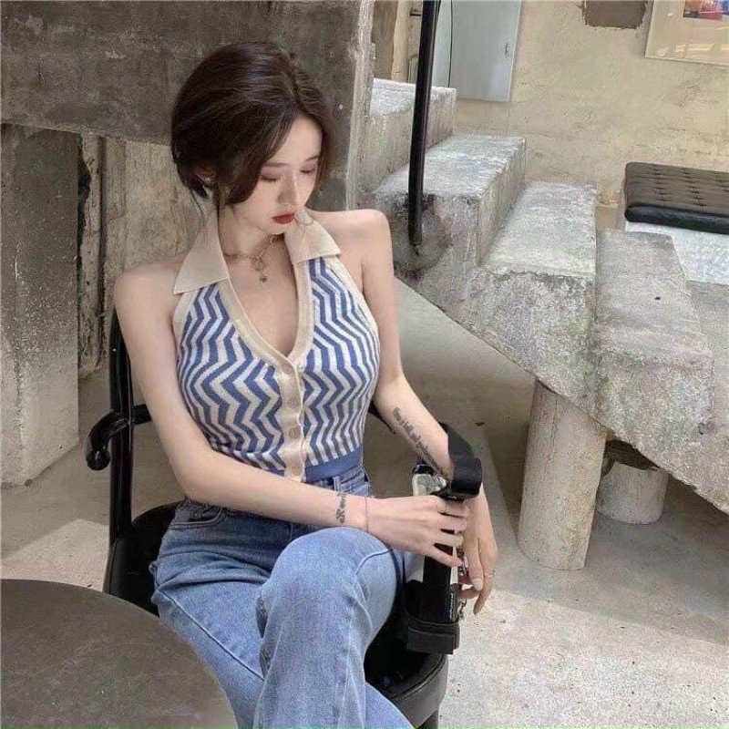 Áo Croptop body hở lưng cực xinh cài cúc kèm ảnh thật shop chụp nhé