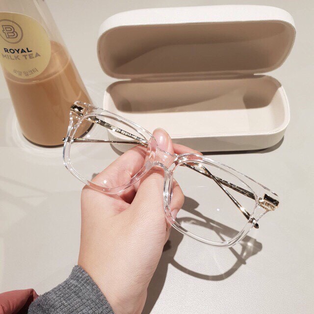 Kính Form vuông Nam Nữ k25 tròng trắng nhỏ xinh Chất liệu nhựa hàn quốc