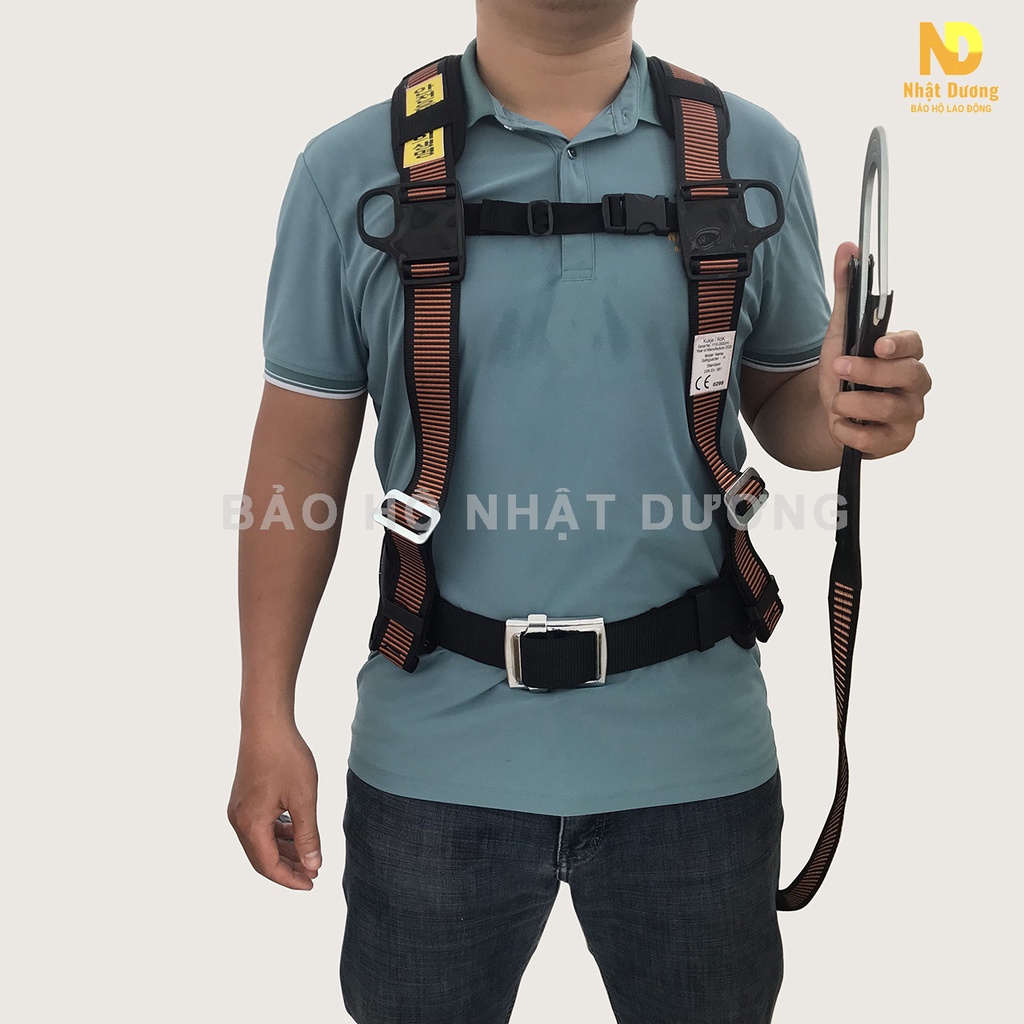 Dây đai an toàn bán thân 1 móc thép có giảm xóc BT02, Dây bảo hộ lao động Nhật Dương leo trèo làm việc trên cao