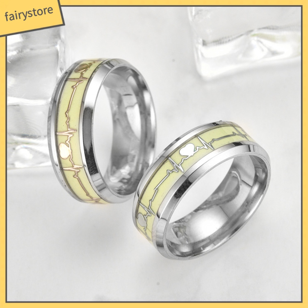 Nhẫn Thép Không Gỉ Họa Tiết Điện Tâm Đồ Dạ Quang