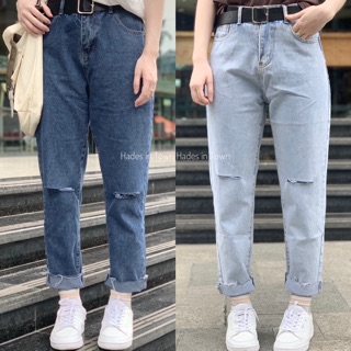 Quần baggy jeans rách gối #A57 - ảnh tự chụp