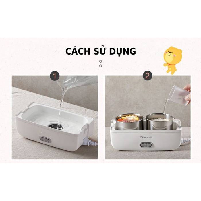 Hộp cơm hâm nóng BEAR 4 chén inox 2 tầng DFH-B17H1