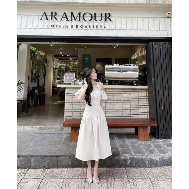 Đầm trễ vai cổ yếm tay bồng tiểu thư ( Gồm lót lụa) MIMI DRESS