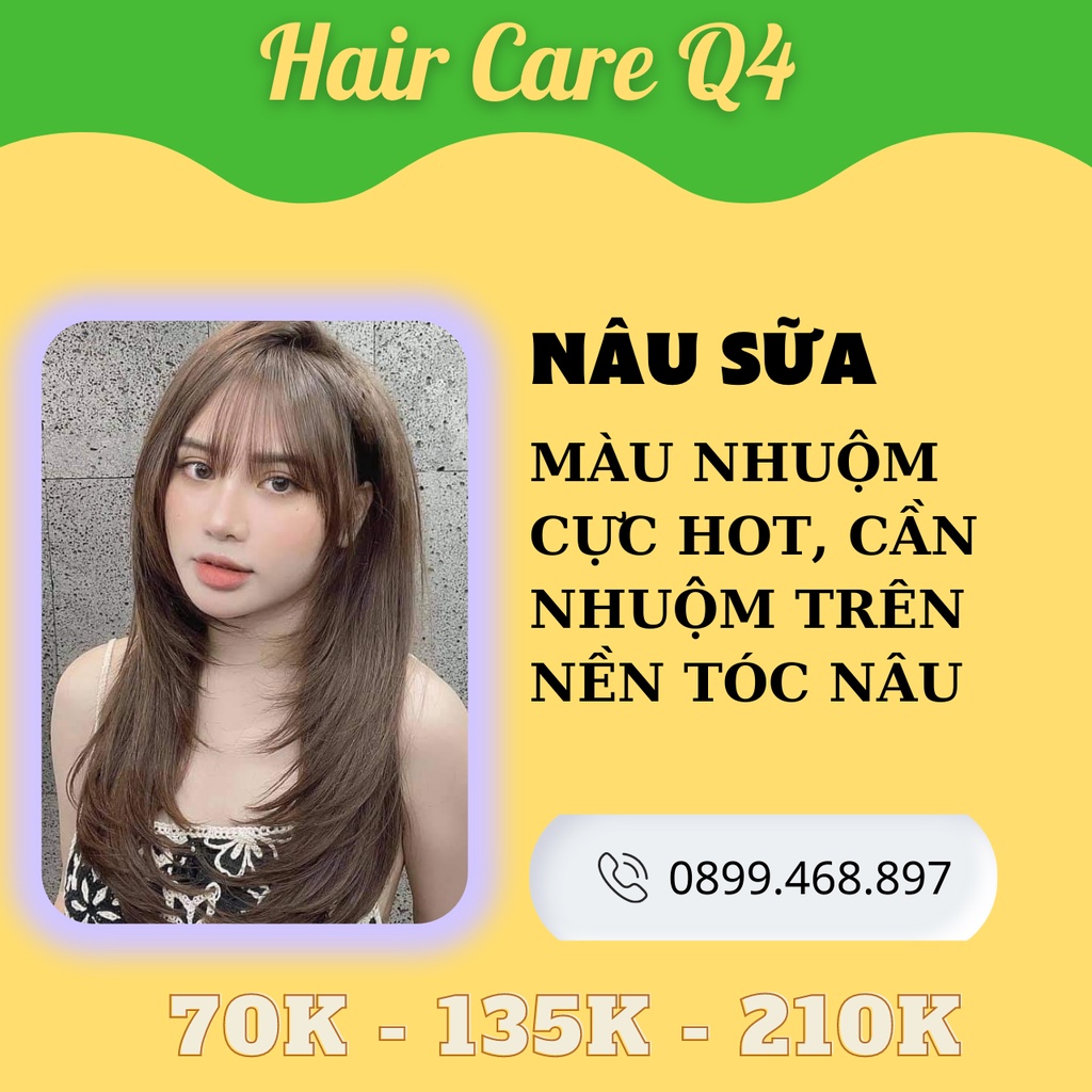 Thuốc nhuộm tóc màu nâu sữa, nâu tây, nâu khói không cần tẩy - Hair Care Q4