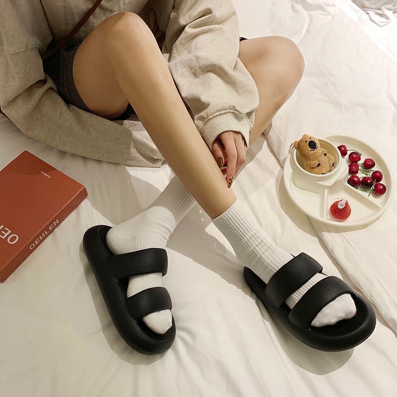 [Spot] Dép Sandal Đế Mềm Chống Trượt Hai Dây Màu Trơn Phiên Bản Hàn Quốc Thời Trang