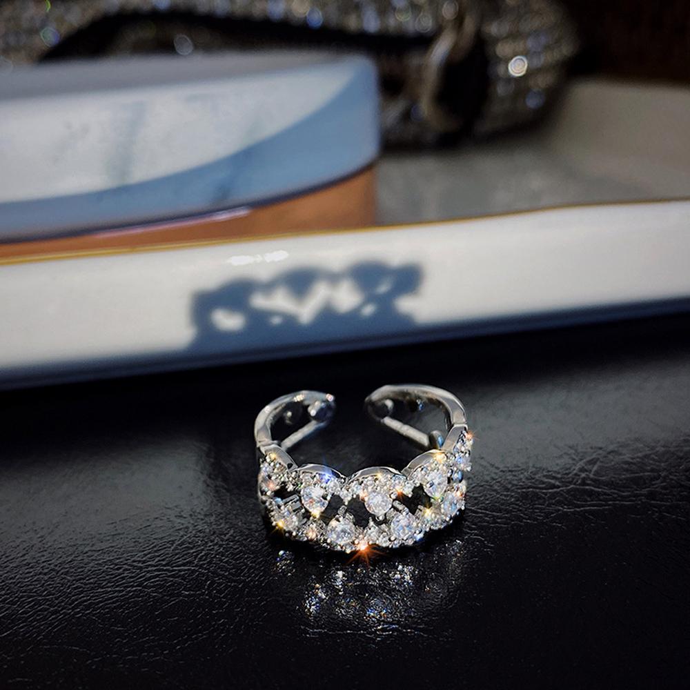 Epoch Nhẫn Hở Đính Đá Zircon Lấp Lánh Thời Trang Dự Tiệc Cho Nữ