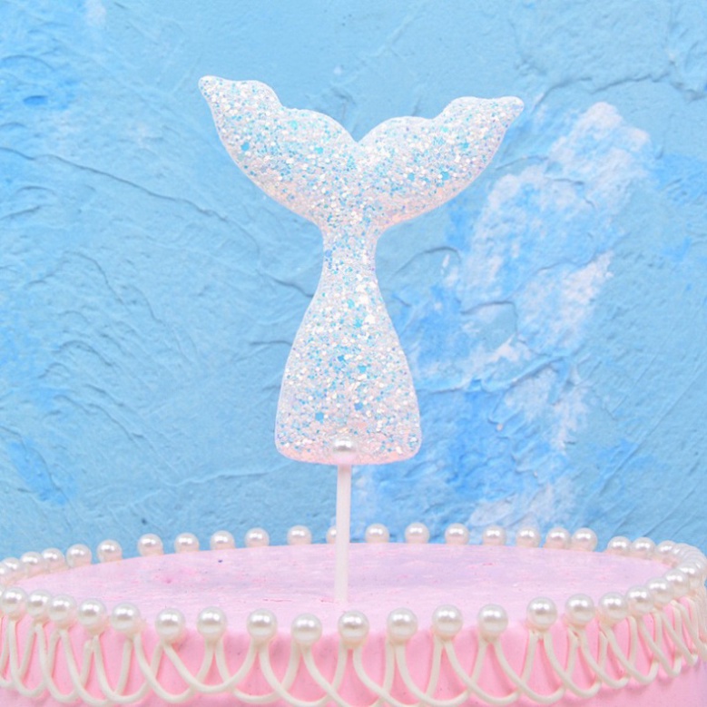 Que cắm đuôi cá trang trí bánh kem, trang trí bánh sinh nhật