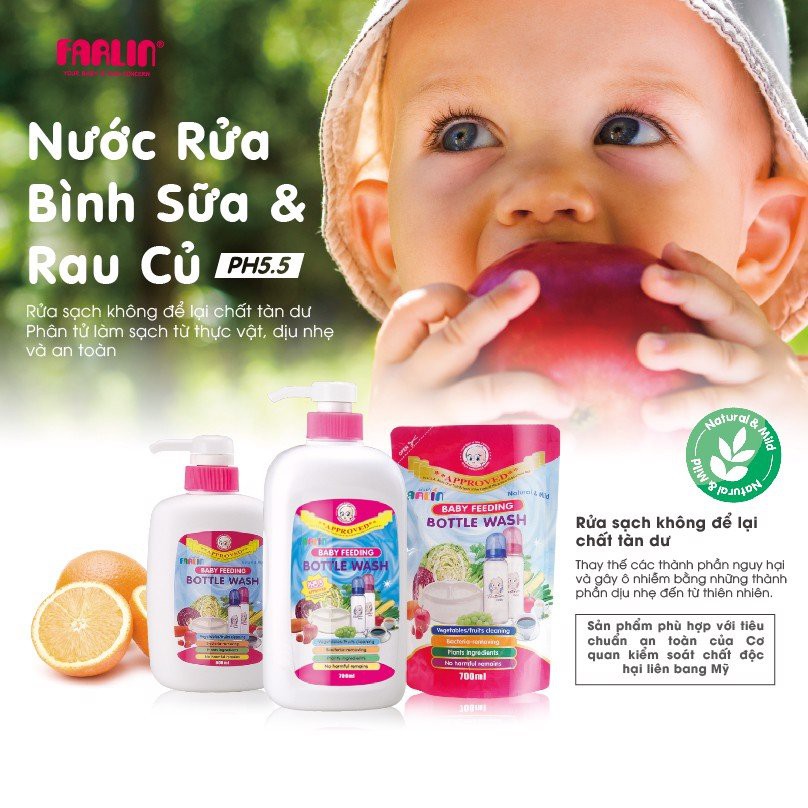 Nước Rửa Bình Sữa và Rau Củ Quả Farlin BF-200 Chai 700ml