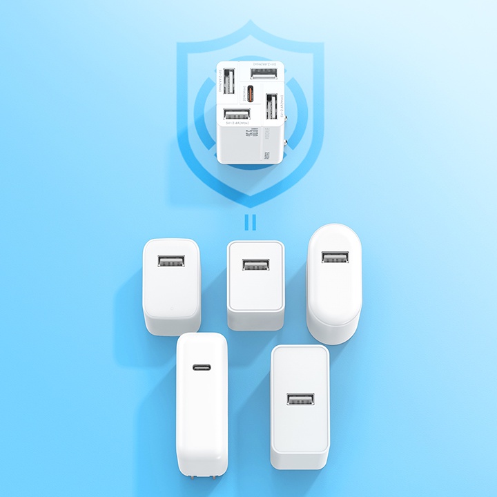 Cốc sạc nhanh đa năng Remax Wanfu Pro RP-U66 5 cổng USB max 35.5W