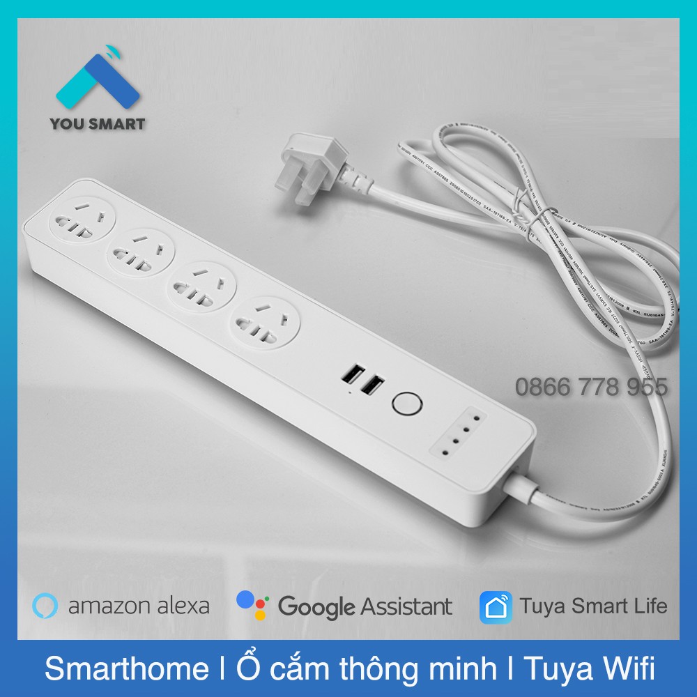 Ổ Cắm Thông Minh 4 Cổng Kéo Dài 2 Cổng USB - Tuya Smartlife