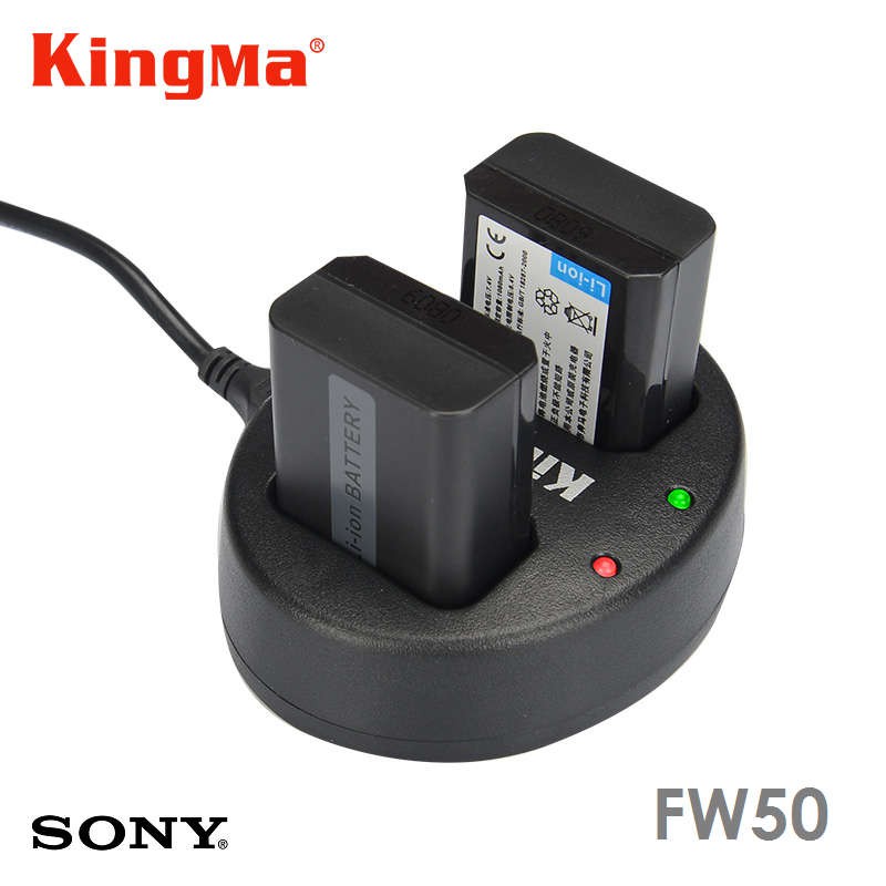 2 Pin 1 Sạc đôi KINGMA cho NP-FW50 Sony + hộp đựng pin zin và thẻ nhớ