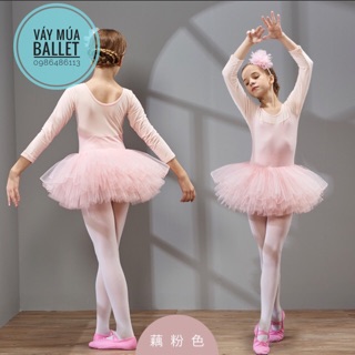 Váy múa phối voan cao cấp màu nude