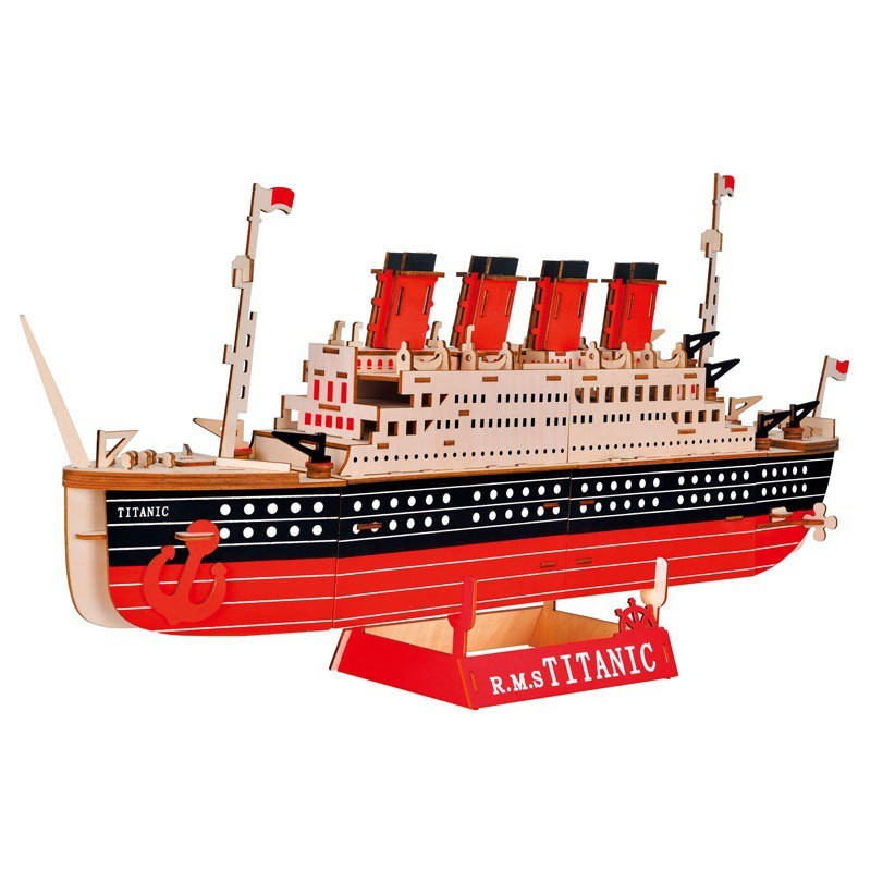 Đồ chơi lắp ráp gỗ 3D Mô hình Tàu Titanic Laser ZY-073 - Tặng kèm đèn LED USB trang trí