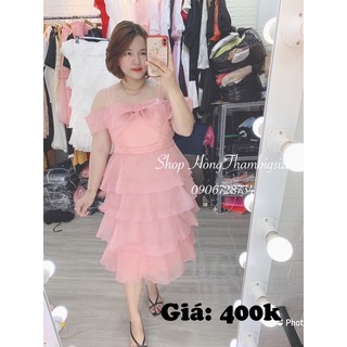 BigSize Đầm công chúa rớt vai nơ