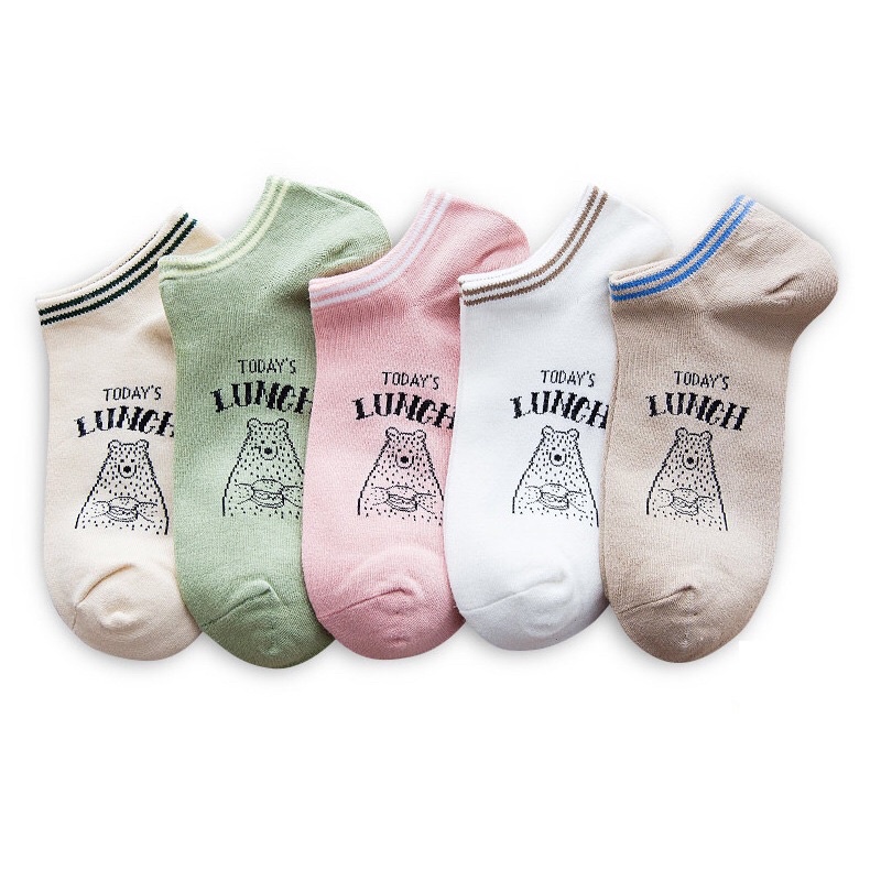 Vớ Cổ Ngắn Unisex Họa Tiết Gấu