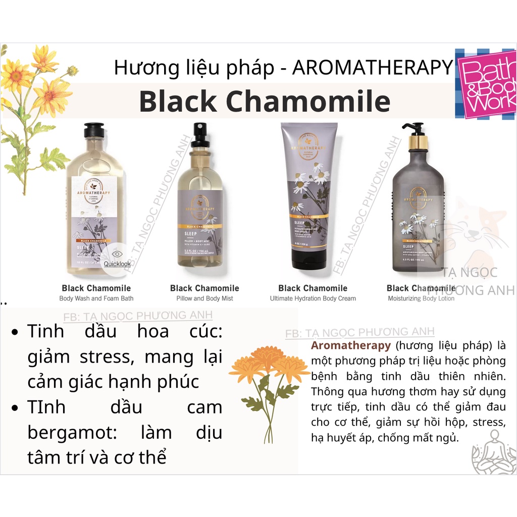Dòng hương liệu pháp cao cấp  Bath and Body Works sữa tắm, mist, body lotion, body cream