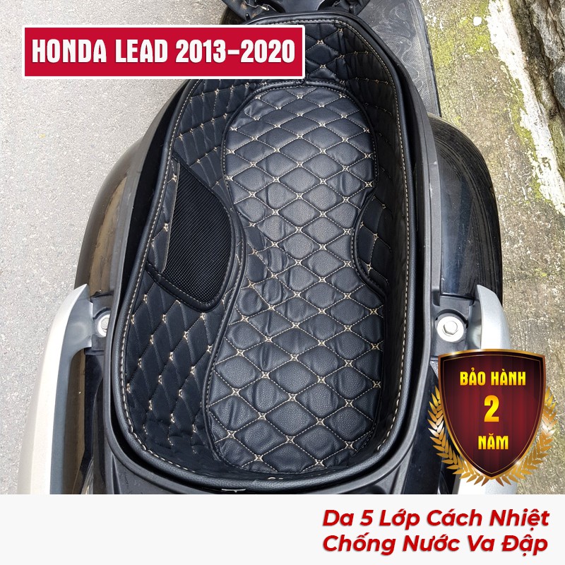 Lót cốp da 5 lớp xe HONDA LEAD 2013-2020 (Đen Chỉ Vàng Đồng) - cách nhiệt bảo hành 2 năm