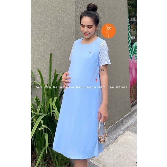 [HANNA] Đầm bầu công sở tphcm đẹp lịch sự có size tới 70kg vải mềm mát thấm mồ hôi tốt có 2 túi bên sườn sale giá rẻ