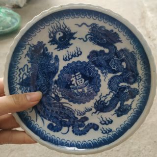 Đĩa để trầu cau men lam các cỡ(10/12/14/16/18) cm.