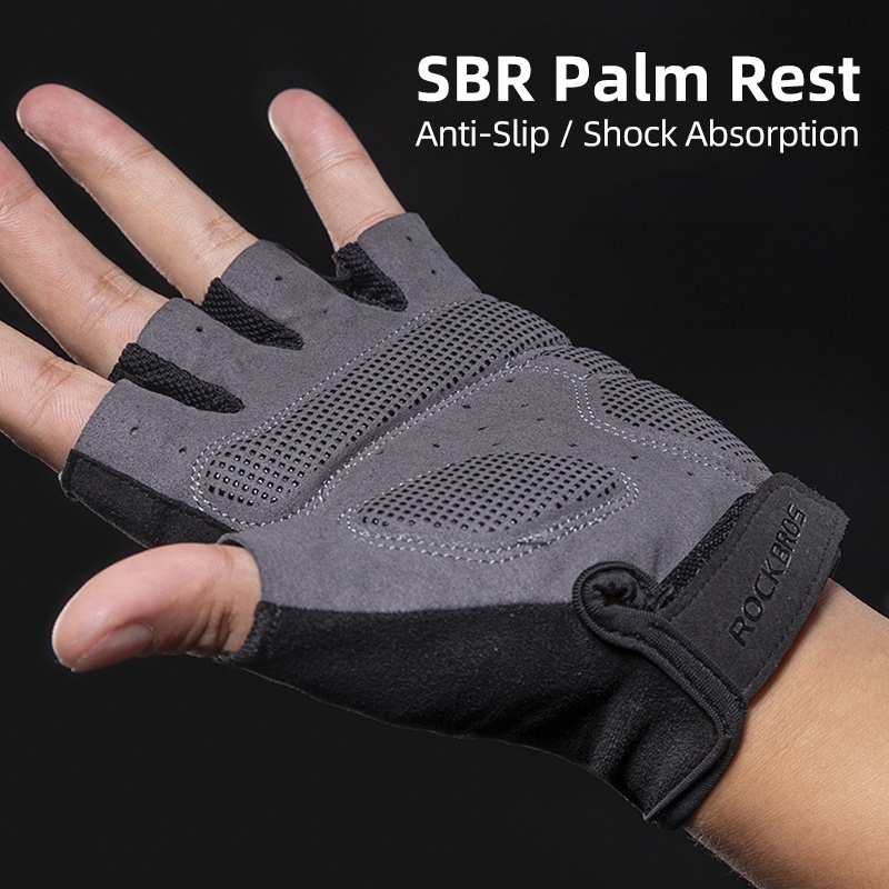Rockbros Đôi Găng Tay Hở Ngón Thoáng Khí Chống Trượt Khi Đi Xe Máy