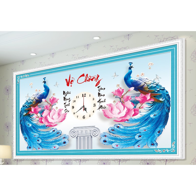 Tranh Đính Đá VỢ CHỒNG (ĐÁ ABC CAO CẤP). Kích Thước: 80cm x 45cm