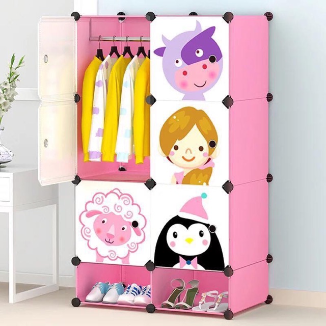 tủ lắp ghép 8 ô( gồm tủ 6 ô to+ 2 ô  giày). tặng kèm 1 treo đồ đa năng