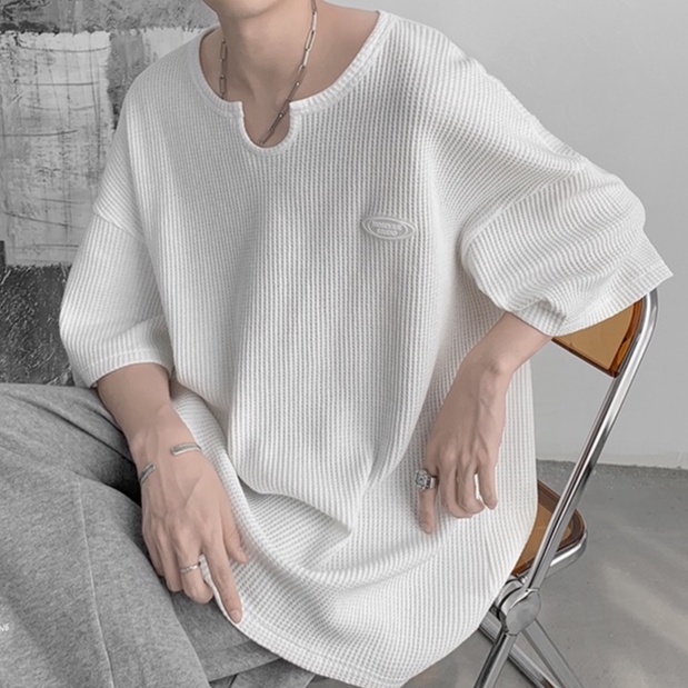 Áo Thun Dệt Kim Cổ Chữ V Thời Trang Mùa Hè Phong Cách Hàn Quốc Cho Nam