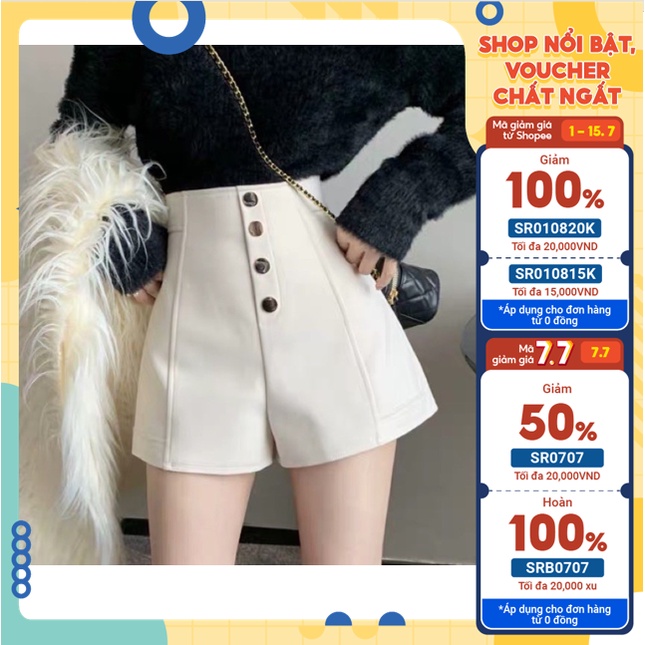 Quần short nữ cạp cao 4 cúc