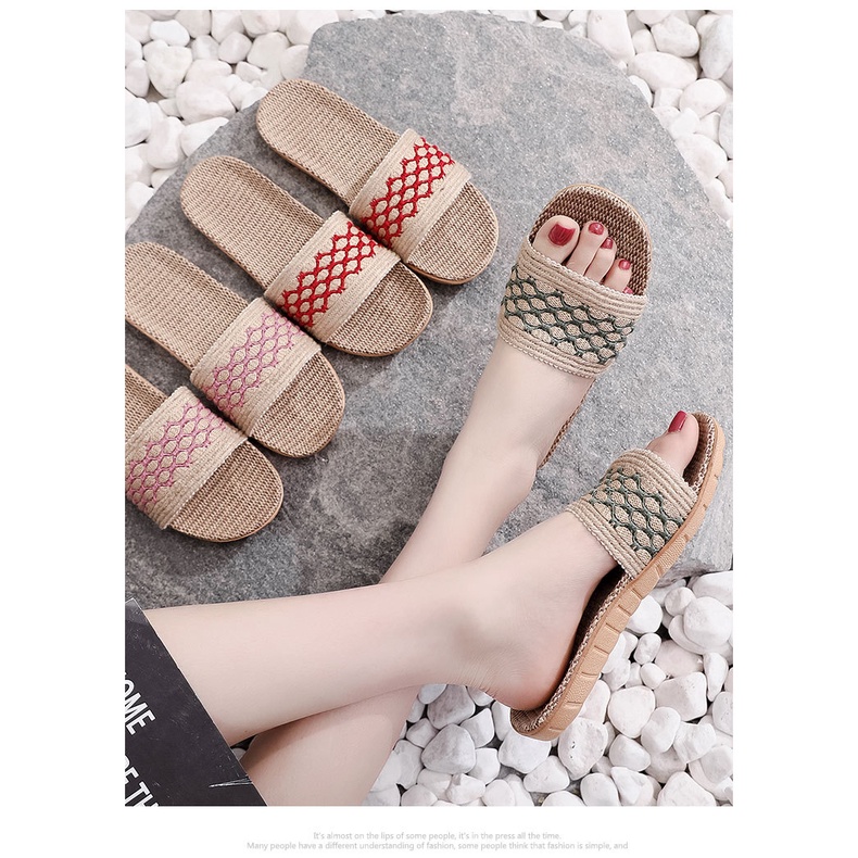 Dép đi trong nhà dép nam nữ đế cao su chống trượt siêu nhẹ quai đan thủ công đủ size nhiều sắc màu tươi trẻ