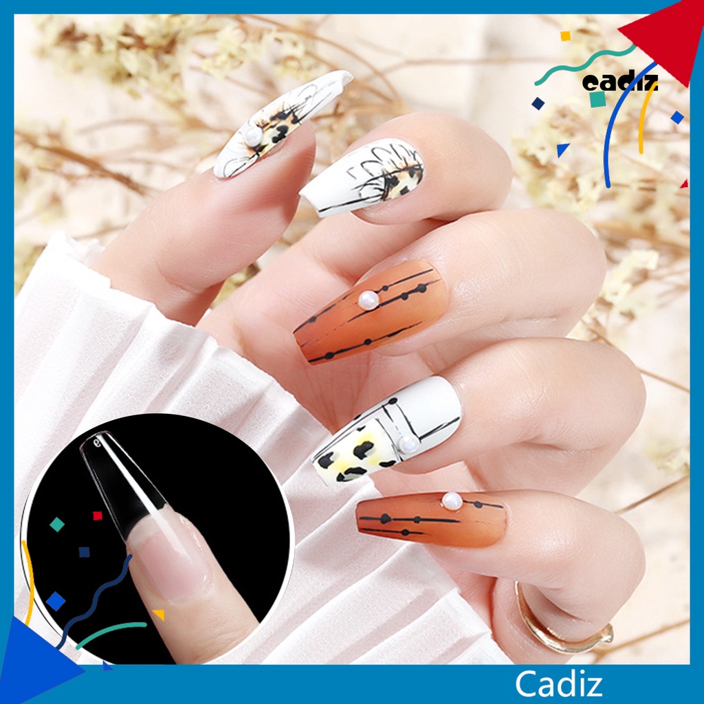Bộ 100 Khuôn Tạo Hình Móng Tay Nhân Tạo Trong Suốt Siêu Mỏng Không Bị Nhăn Cho Salon