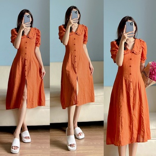 Váy cam cổ sen bèo tiểu thư