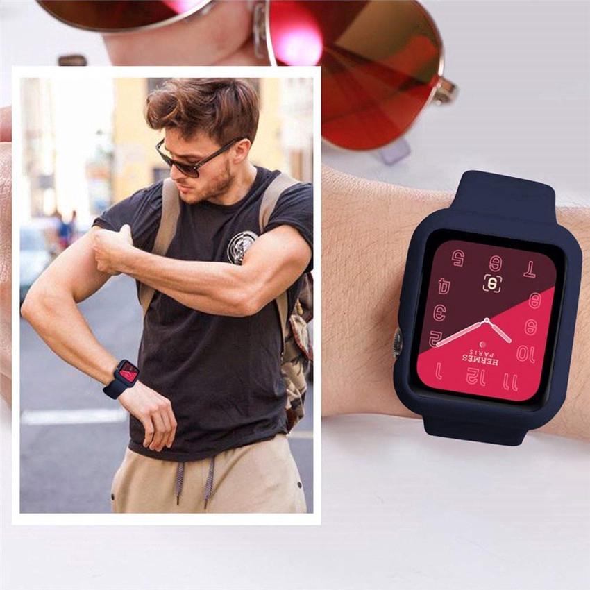 Bộ dây đeo và ốp nhựa mềm 2 trong 1 bảo vệ đồng hồ thông minh Apple Watch 7 6 SE 5 4 3 2 1 42/ 44/ 40 MM