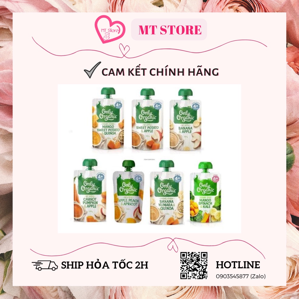 💦MUA 2 TẶNG 1💦  Trái cây nghiền ONLY ORGANIC túi 100g-120g hữu cơ cho bé
