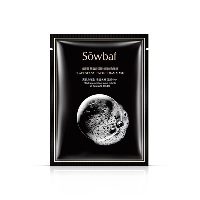 Mặt nạ sủi bọt SOWBAF thải độc Black Sea Salt Moist Foam Mask làm sạch lỗ chân lông mụn đầu đen Giá Tốt