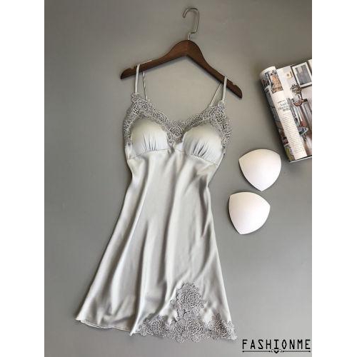 [Mã FASHIONT4WA2 giảm 10K đơn 50K] Áo ngủ lụa satin phối ren quyến rũ | BigBuy360 - bigbuy360.vn