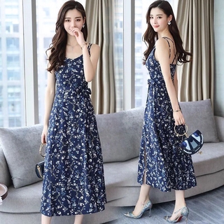 ĐẦM MAXI HOA 2 DÂY XẺ TÀ
