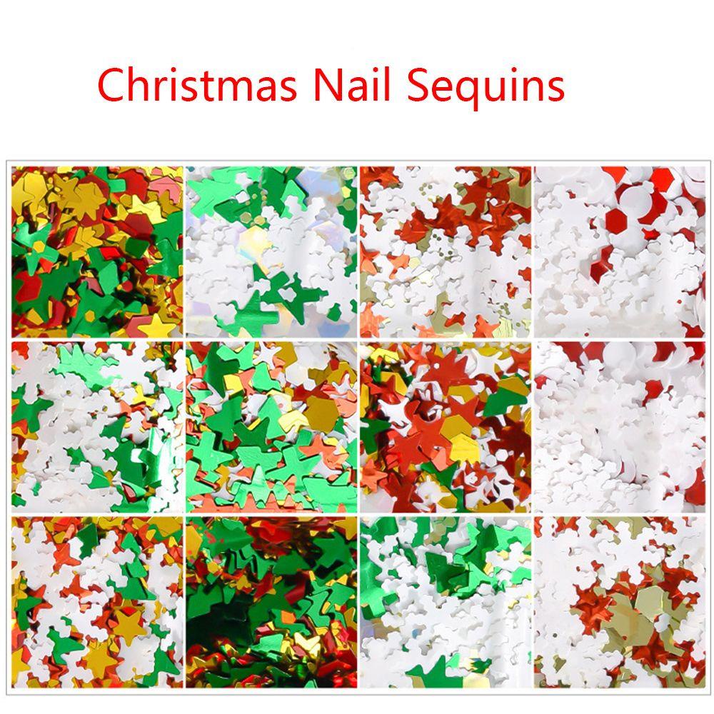 Nhãn Dán Trang Trí Móng Tay 12 Ngăn Họa Tiết Giáng Sinh Lấp Lánh
