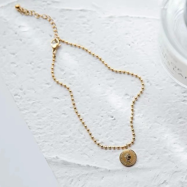 Lắc Chân/Vòng Tay/Lắc Chân Bằng Thép Titan Mạ Vàng Hồng 18K Phong Cách Retro Nhật Bản Không Phai Không Dị Ứng Làm Quà Tặng Cho Nữ