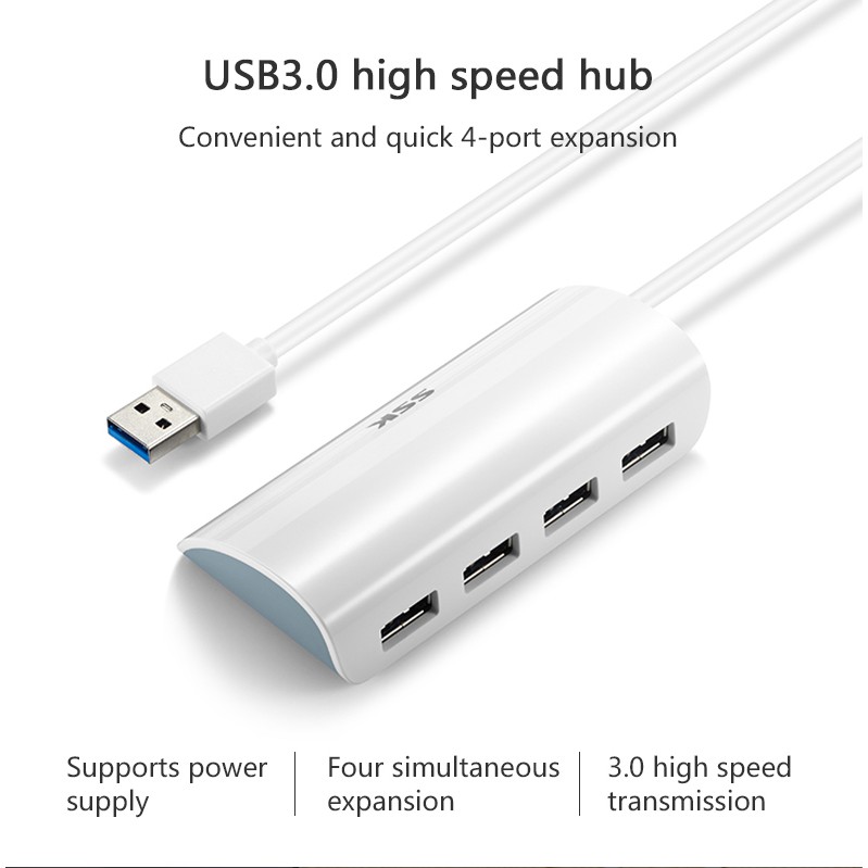 Bộ chia ( Hub) cổng USB 3.0 SSK SHU808 có cổng nguồn -vitinhth