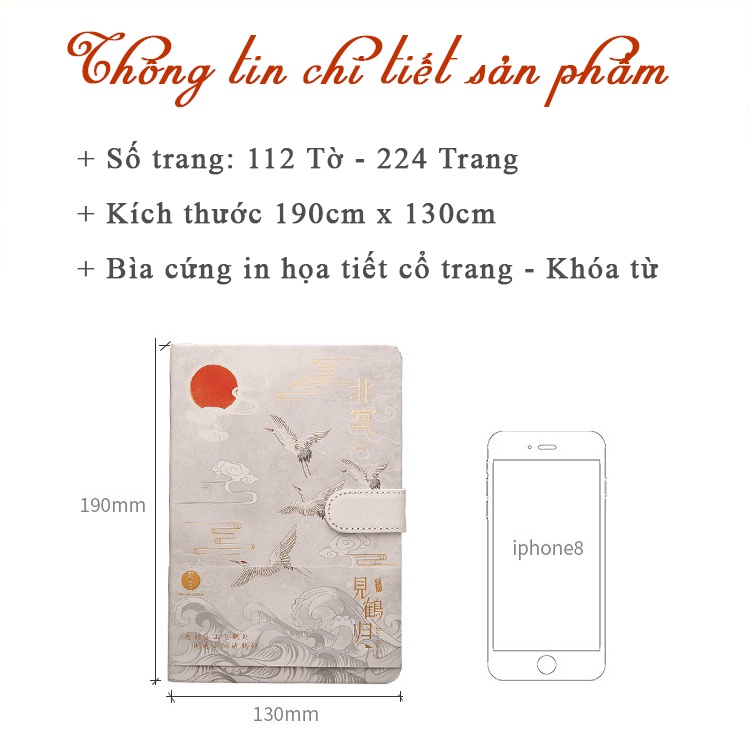 [Mã LIFEXANH03 giảm 10% đơn 500K] Sổ Tay Phong Cách Cổ Trang 224 Trang - Sổ Ghi Chép Nhật Ký A5 Bìa Cứng Cao Cấp 32K