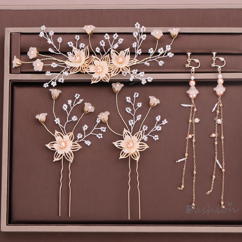 Kẹp Tóc Hoa Đính Ngọc Trai Cho Cô Dâu