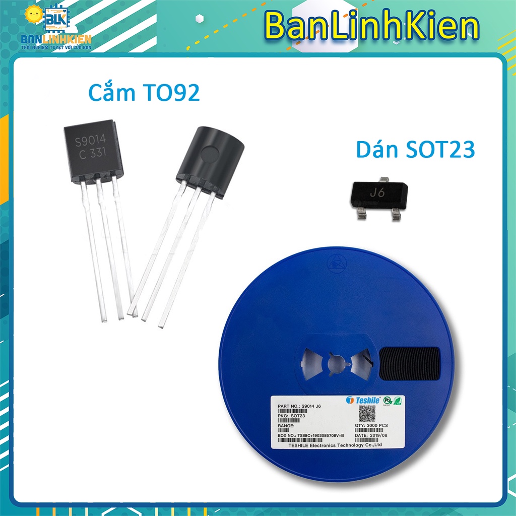 Bộ 10 transistor S9014 TO92/ SOT23 TRANS NPN 0.1A 45V