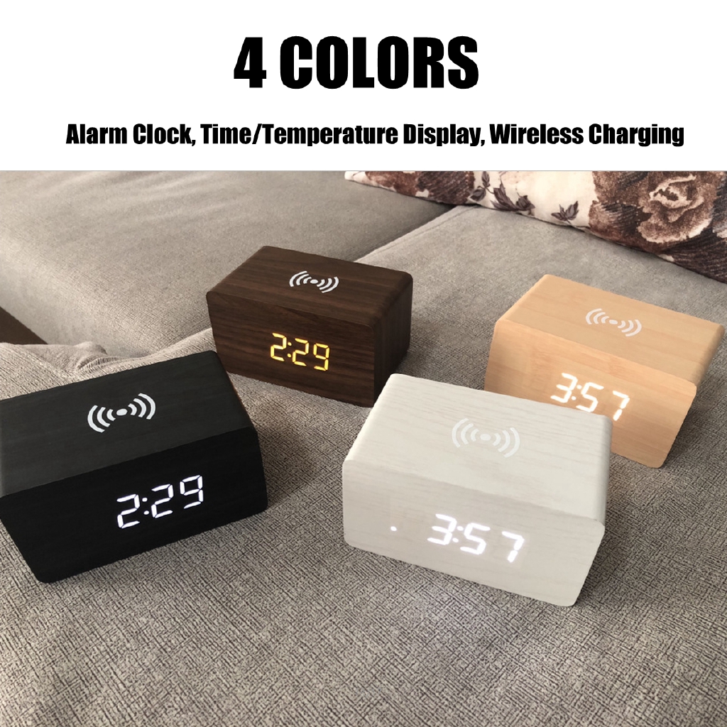 *Ready Stock* 10W Qi Alarm Wireless Charger Clock Digital LED Desk Thermometer For iPhone 11/X